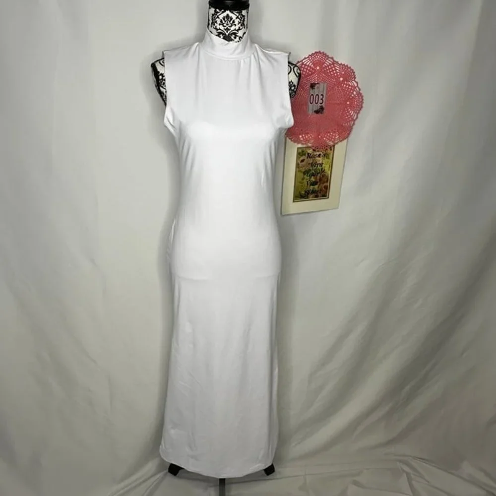 NWT White Dinner in Paris Midi Dress Size Medium - Picture 4 of 10